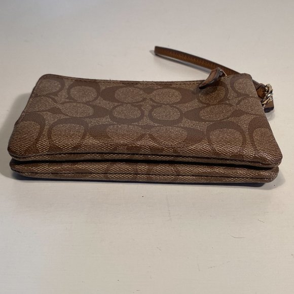 Coach Signature Coated Logo Double Zip Wallet Wristlet - Picture 4 of 8